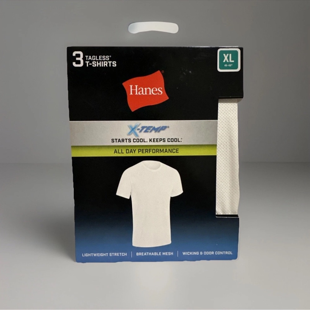 Hanes 3 Pack Moisture Wicking Shirts Size XL NEW IN BOX